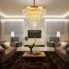 Luxury Modern Crystal Chandelier Round Living Room Chain Chandeliers Lighting Home Decoration Gold LED Pendant lamp Cristal Lustre222Z