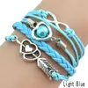 Charm Bracelets Love Heart Pearl Friendship Infinity Leather Bracelet