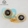 MIYOCAR unique design name Initial letter M beautiful bling pacifier and pacifier clip BPA dummy bling unique design LM3690549