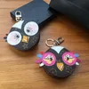 Cute Owl Keychains Designer Animal Fur Chick Car Keyring Chain Charms Leather Coin Cards Keys Holder Purse Zipper Pocket Bag Pendant No Box