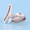 Womens Authentic 925 Sterling Silver Color CZ Diamond Earring Original Gift box for Pandora Rainbow Stud Earring Free shipping