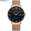 CRRJU 2018 Luxury Top Brand Watches Men Stainless Steel Mesh Band Fashion Quartz Watch Ultra Thin Clock男性Relogio Masculino280r