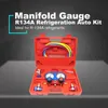 Professionellt handverktyg uppsättningar R134A HVAC A/C Refrigeration Kit AC Manifold Gauge Set Car Air Vacuum Pump Conditioning Reparation Fluorfyllning