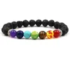 Fashion Jewelry 7 Chakra Lava Natural Stone Bead Hand Bracelet Volcanic Stone Men Bracelet