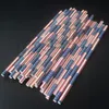 Pailles en papier de couleur drapeau américain Pailles en papier jetables Pipette respectueuse de l'environnement Pailles de boisson de jus de fête T9I0074
