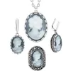 Lady Queen Cameo Sieraden Sets Vintage Ketting Oorbellen Ring voor Dames Bloem Hanger Fashion Party Mode-sieraden