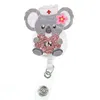 Bling Key Rings Crystal Rhinestone Animal Medical ID -карта выдвижной барабан держателя значка с зажимом аллигатора для медсестерных аксессуаров