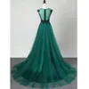 Emerald Green Empire Walii Wieczór Formalne Suknie Tanie 2019 Koronki Sheer Deckline Cap Sleeve Specjalne okazje Dress Kobiety Prom Suknie Vestido