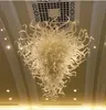 Simples flor forma design estilo lâmpadas de luzes de teto mão soprado vidro molano moderno led chandelier luz pingente comercial