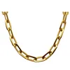 Thick Flat Rounded Rectangle Goldcolor Link Chain Necklace Men Women Stainless Steel Fashion Jewelry 1 Piece13045689