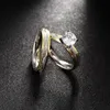 Omhxzj groothandel Europees paar ringen mode vrouw man feest bruiloft cadeau luxe ronde wit zirkon 18kt blanken goud geel goud ring rr478