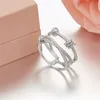 Anello rotante in argento sterling 100% 925 con anelli da festa in zirconi cubici a cerchio rotondo piccolo per gioielli da sposa da donna Cluster Cluster