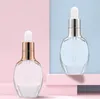 30 ml verre clair flacon compte-gouttes essence lotion cosmétique récipient vide or argent couverture expédition rapide SN1521