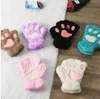 Women Girls Lovely Winter Warm Fingerless Gloves y Bear Cat Plush Paw Claw Half Finger Gloves Mitten New GB13242117392