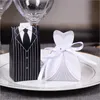 100pcs Lot Braut und Bräutigam Hochzeit Candy Box Geschenkbevorzugt Boxen Bonbonniere Event Party Supplies mit Ribbon1177i