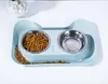 Double Dog Cat Bowls Rvs Pet Bowls Food Water Feeder Geen morserij voor kleine dieren