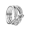 Authentieke 925 sterling zilveren CZ Diamond Ring Set Logo Originele doos voor Pan Delicate Sentimenten Bowknot Rings Dames Meisjes W189