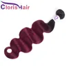 Paquetes de armadura ondulada de cabello indio virgen sin procesar Ombre Body Wave 3pcs Ofertas 1B Paquetes de cabello humano de color borgoña Rojo 2 extensiones de resaltado de tono