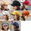 2019 Auutmn Cappelli invernali per donna Solid Plain Octagonal Berretto da strillone Uomo Ladies Casual Cappello di lana Berretto invernale Donna Caps da pittore