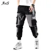 Calças masculinas moda streetwear multi bolsos carga harem hip hop casual masculino corredores calças harajuku pantalones hombres1