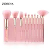 Zoreya 10 PCS 크리스탈 핑크 메이크업 브러쉬 Concealer Foundation Eyeshadow 팬 립 팝 메이크업 브러쉬 세트 도구