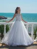 2019 Sparkly Beaded Flower Girls 'Jurken Mouwloze Juweel Hals Tulle A Line Little Girl Princess Pageant Ball-toga