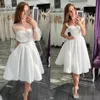 2020 robes de mariée Vintage simples courtes bretelles en Satin longueur au genou une ligne pays mariage robe de mariée sur mesure robe de novia