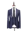 Classic One Button Handsome Groomsmen Peak Lapel Groom Tuxedos Män Passar Bröllop / Prom Best Man Blazer (Jacka + Byxor + Vest + Slips) W98