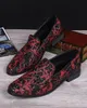 Mens Fashion Business Leisure Loafer Shoes britânica Red mocassim de couro sapatos para homens Flat Shoes Casual 38-46