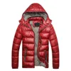 Vinter män Solid Färg Down Jacket Slim Fit Hooded Long Sleeve Coat Outwear