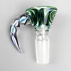 Thick Glass Bong Slides heady slide with Handle Colored Bowl Funnel Male Hourglass Colorful 14mm Water Pipe Bongs Bowls Smoking Accessories