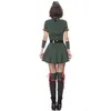 Green Women Military Special Agent Costume Sexy Police Uniform Halloween Cosplay Instructor Suit Anime Army Officer Mini Dress