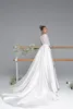 Eva Lendel 2020 Side Split Trouwjurken V-hals Lange Mouw Kralen Kant Bruidsjurken Sweep Train Plus Size Bridal Jurk