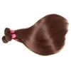 Brazilian Virgin Straight Hair #2 #4 Color 100% Remy Hair Straight Light Brown Human Hair Weave Bundles