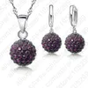 Nouveaux ensembles de bijoux 925 pendentif en argent Sterling cristal autrichien pavé Disco boule levier arrière boucle d'oreille pendentif collier Woman245O