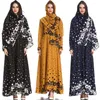 Женщины Абая мусульманское платье арабский абайя печатных бархат пакистанская Дубай Исламская печати теплые платья темно-синий vestido DK738MZ