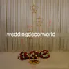 new style Wedding Stage Decoration gold 3 arms Flower stand With Led Light decot0976