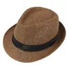 Moda Chapéus para Mulheres Fedora Trilby Gangster Cap Verão Praia Sun Palha Chapéu Panamá com Faixa de Fita Sunhat ZZA1005