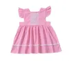 Girls Dresses Baby Fly Sleeve Pleated Dresses Kids Lace Fair Maide Princess Child Summer Vintage Dress Boutique Bowknot Party Sundress C5945