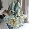 Magnolia Blossoms Chinese Style Classic Autumn and Winter Elegant Warm 100% Cashmere Scarf Shawl