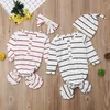 Zeemeermin slaapzak gestreepte baby swaddle hoofdband of hoed 2 stks sets lange mouw baby wrap foto rekwisieten groothandel DHW2965