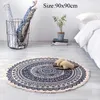 Round Cotton Linen Carpet For Living Room Kids Nordic Bedroom Area Rugs Non-slip Floor Mat Entrance Doormat Home Decor