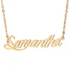 Colar com nome de ouro personalizado "Samantha" Conjunto de joias com script para mulheres Gargantilha de ouro com pingente de placa de identificação e conjunto de pulseira para presente