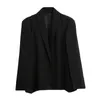 Fatos femininos blazers moda capa capa blazer mulheres casaco preto lapela split manga longa outerwear bolsos sólidos casuais terno jaqueta workwe
