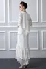 Ivory 2 Piece Mother Of The Bride Dresses Mermaid O neck Full Lace Guest Wedding Party Dress Long Sleeves Beaded Groom Mother Dresses For Wedding