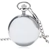 Antique Silver Smooth Case Men Women Quartz Pocket Watches Fashion Thick Chain Necklace Watch for Unisex Gift