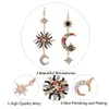 Fashion-sun crescent diamonds dangle earrings for women western hot sale Irregular asymmetry moon stars chandelier earring luxury jewelry