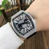 Top Yachting V45 herenhorloge VK quartz uurwerk Tonneau 316L roestvrij staal volledig diamanten kast saffierkristal lederen band pols256I