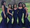 Sexy Navy Blue Bridesmaid Dresses for Wedding Guest Party Cheap Straps with Sweetheart Neck Plus Size Formal Gowns for African Black Girls