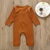 Kids Clothes Baby Article Pit Rompers Toddler Solid Long Sleeve Jumpsuits Onesies Infant Soft Cotton Button Bodysuit Climbing Suit AYP644